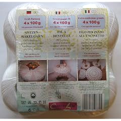 H�kelgarn 400 Gramm weiss + wei� Baumwolle-Filet-Garn