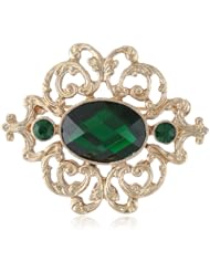 1928 Jewelry "Classic Pins" Gold-Tone Emerald Green Pin