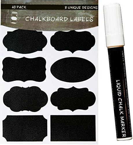 Zorpia® Chalkboard Labels, Premium Waterproof Peel and Stick for Jars, Pantries, Craft Rooms Unique Chalkboard Labels with Liquid Chalk Marker - Premium Stickers for Jars