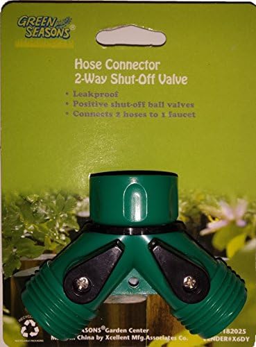 Green Seasons 2-way Garden Hose Connector Splitter Y Connect Valves Shut Off