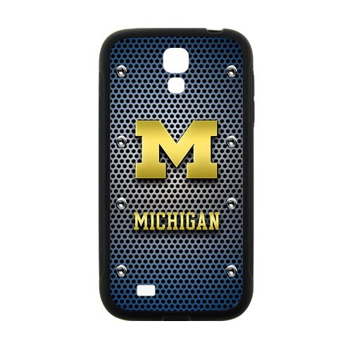 Generic Custom Unique Design NCAA University of Michigan Wolverines Blue and Yellow Team Logo Plastic and TPU Case Cover for SamSungGalaxyS4 I9500 (Laser Technology)