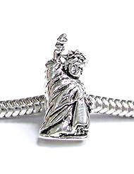 Sterling Silver American Statue Of Liberty USA Peace Freedom Bead For Pandora Troll Chamilia European Charm Bracelets