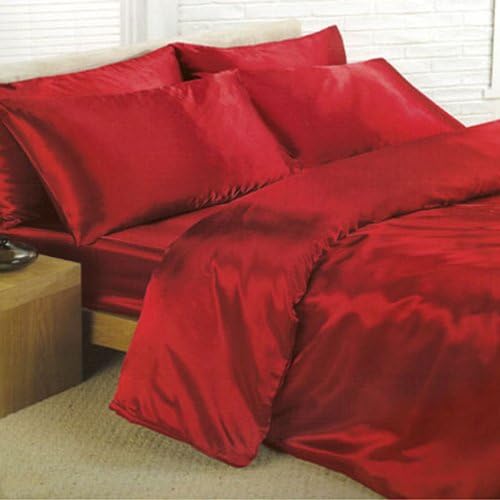 DOUBLE SIZE LUXURY FAUX SILK 6 PCS SATIN DUVET COVER SET 6PCS SATIN DUVET COVER SET RED COLOR