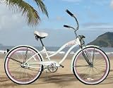 New Micargi 26" Ladies Bike Beach Cruiser Bicycle Rover GTS White/Pink