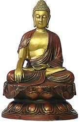 Chinese Buddha on Lotus base, Earth touching pose