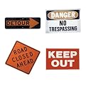 Street Signs Precut Wall Posters - Danger 13x19.5"/ Keep Out - 14x22"/ Road Closed - 18" Square/ Detour - 9.5x29"