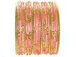 Beachcombers! Ethnic Glass Indian Wedding Bridal Bollywood Bangles Belly Dance Bracelets Set Peach Gold