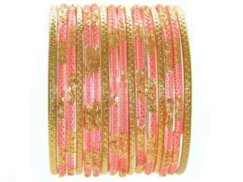 Click here to buy Beachcombers! Ethnic Glass Indian Wedding Bridal Bollywood Bangles Belly Dance Bracelets Set Peach....