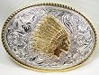 INDIAN CHIEF  STERLING SILVER/GOLD PLATED  BELT BUCKLE