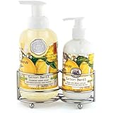 Michel Design Works Hand Care Soap/Lotion Caddy Set, Lemon Basil