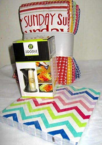 Zoodle Veggie Slicer DII 7 Days of the Week Dish Towels Sprite Chevron Lunch Napkins Chef Cooks Kitchen 3 pc Bundle