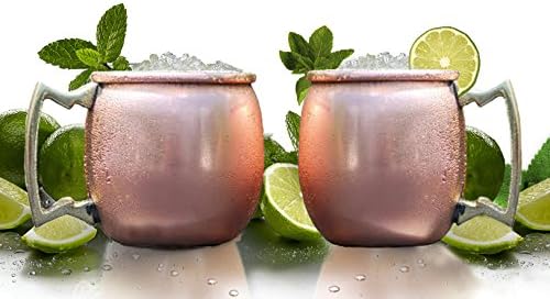 Moscow Mule Copper Cups Set of 2 with Nickel Lining by Buxxu - Premium Quality 100% Solid Copper Mugs for Moscow Mules- Keep My Drinks Icy Cold NOW!