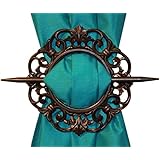 Antique Decorative Curtain Holdback, Set of 2, Bronze Silver Mahogany (Mahogany)