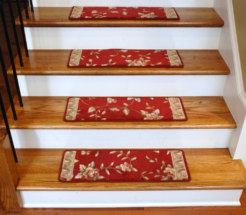 Premium Carpet Stair Treads - Red Spring Blossoms