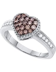 0.47CTW COGNAC DIAMOND HEART RING
