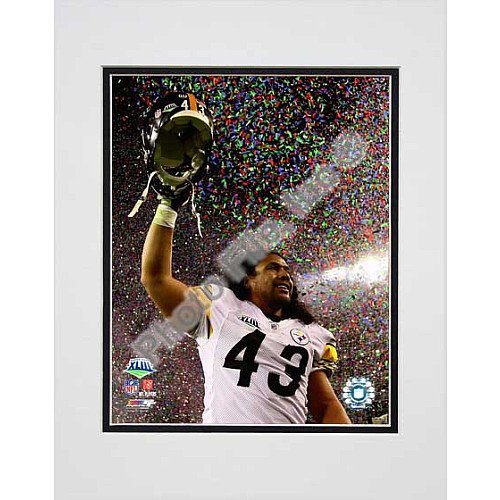 Photo File Pittsburgh Steelers Troy Polamalu Super Bowl XLIII Celebration Matted Photo