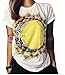 Abetteric Womens Crew Neck Sun Flower Print Stylish Tshirt Shirt Tops