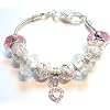 Sparkly Heart Children's Pandora/Troll Style Charm Bracelet - 18cm Silver Plated Bracelet- Ideal Birthday Present