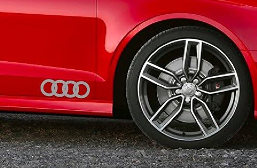 AUDI Rings 11" SILVER Sport Racing 2Pack Decals emblem logo A4 A3 s4 s5 A8 TT Q7
