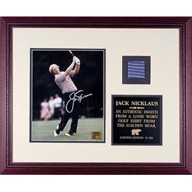 Jack Nicklaus Framed Autographed Photograph with Blue Golf Shirt