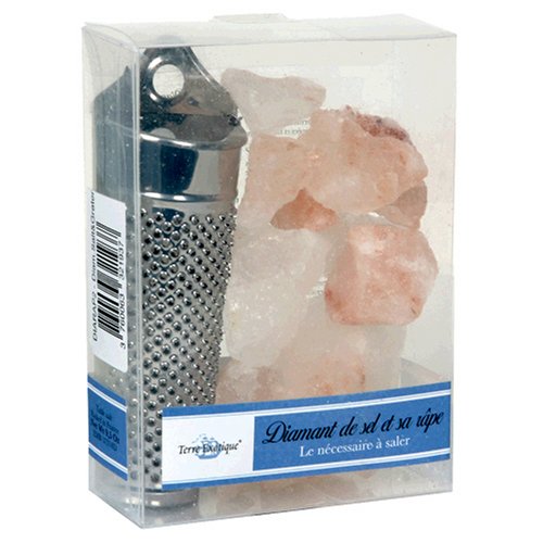 Terre Exotique Diamand Salt Stones with Grater (Pakistan/Kashmir), 9.5 oz