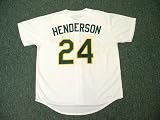 RICKEY HENDERSON Oakland Athletics 1982 Majestic Home Throwback Baseball Jersey, LARGE