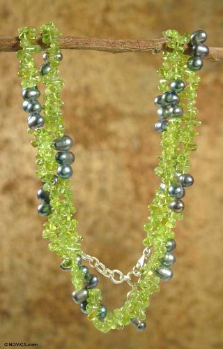Pearl and peridot strand Opulent Lime