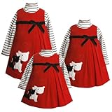 Bonnie Jean Baby/INFANT 12M-24M 2-Piece RED BLACK WHITE STRIPED SPLIT FRONT DOUBLE SCOTTY PUPPY DOG CORDUROY JUMPER Girl Dress