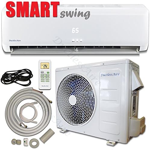 12000 Btu 115V DuctlessAire Mini Split Air Conditioner with Heating System, Complete Package, 23ft Kit Included