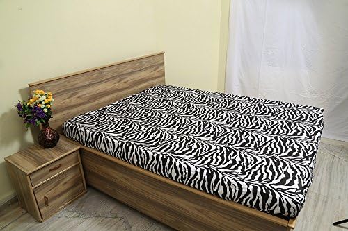 Sleepwell Linen Egyptian Cotton 300-Thread-Count Sateen Finish 1 Qty Fitted Sheet Olympic Queen Size (+8 inch Drop) Zebra Print