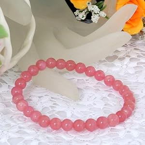 【クリックで詳細表示】[送料無料] 幸せの石 AAA級インカローズ6mm玉ブレスレット S/内周約15cm