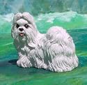 Stone Resin Realistic White Shih Tzu Dog Figurine