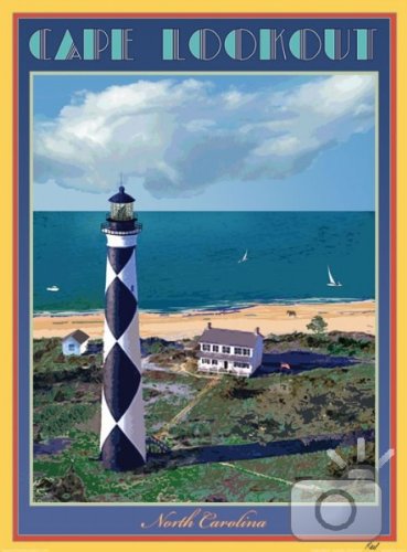 Cape Lookout North Carolina Art Deco Style Vintage Travel Poster by Aurelio Grisanty