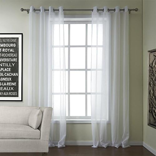 twopages Classic Solid White Grommet Top Sheer Curtain 72Wx96"L (One Panel) Multi Size Available Custom