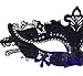 Masquerade Mask Shiny Metal Rhinestone Venetian Pretty Party Evening Prom Mask(Dark blue + Black)