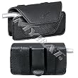 SMOOTH Black Leather Hrizontal Cover Pouch Belt Clip for Decoy VX-8610 Vx8610 / Sanyo PRO-700 / ZTE-C79