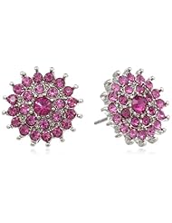 Betsey Johnson "Iconic Stone" Fuchsia Crystal Flower Stud Earrings