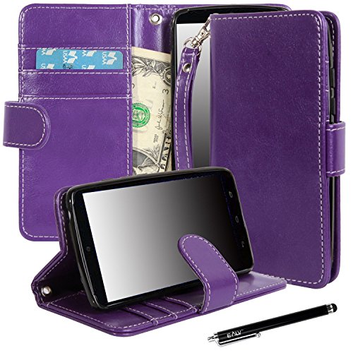 Motorola Moto Droid Turbo case, Moto Droid Turbo Flip Case, E LV Moto Droid Turbo Case Cover - Deluxe PU Leather Flip Wallet Case Cover for Motorola Moto Droid Turbo XT1254 with 1 E LV Stylus - Purple