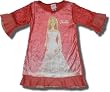 Barbie Crushed velour Red Polyester nightgown w/ ruffled sleeves and bottom