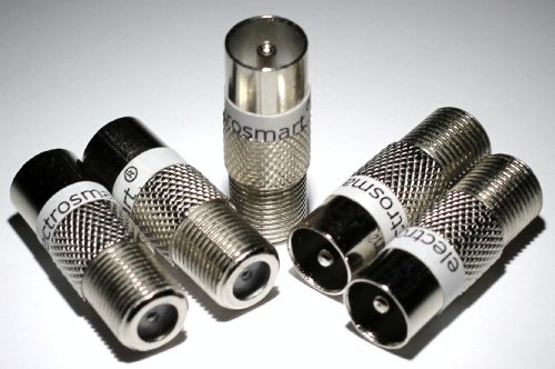 F Socket Female to Male Coax Plug Adaptors x 5 by electrosmart®