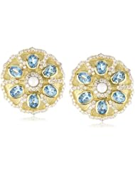 Katie Decker "Imperial" 18k Blue Topaz and Diamond Blossom Earrings