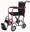 Transport Folding Lightweight Wheelchair with Carbon Steel Frame, Dual Handbrakes, Padded Armrests, Detachable Footrests, and Drop Back Handle.