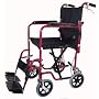 Transport Folding Lightweight Wheelchair with Carbon Steel Frame, Dual Handbrakes, Padded Armrests, Detachable Footrests, and Drop Back Handle.