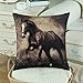 CaliTime Pack of 2 Soft Canvas Throw Pillow Covers Cases for Couch Sofa Home Decoration Vivid Wild Horses Print 18 X 18 Inches Brown Horse