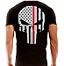 Thin Red Line Skull T-Shirt - 100% Cotton - Firefighters (XXXL, Black)
