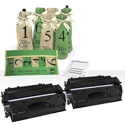 Compatible CE505X Toner Cartridge 2-Pack With Free Blind Wine Tasting Game - For Use With HP LaserJet P2055d, P2055dn