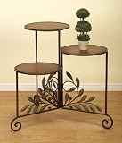 Mediterranean Designed Collection Metal/Wood 3 Tier PLANT STAND Set of 2 in Brown Finish