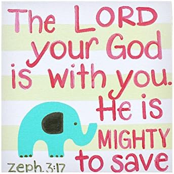 The Lord Your God Is With You, He Is Mighty to Save (Zephaniah 3:17): Kids Home Decor Canvas Wall Art for Playroom, School, or Daycare