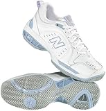  : New Balance Women's WC803 Tennis Shoe,White/Blue,6 B