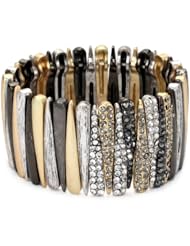 RAIN Mixed Metal Stretch Crystals Design Cuff Bracelet